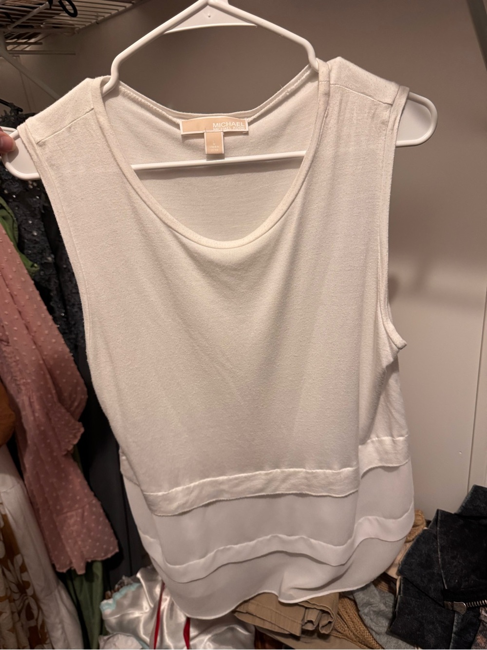 Michael Kors Cream Layered Sleeveless Blouse